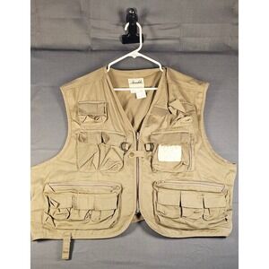 Ausable Men XXL Khaki Cotton Fly Fishing Vest Multi-Pocket Utility Gorpcore Tan